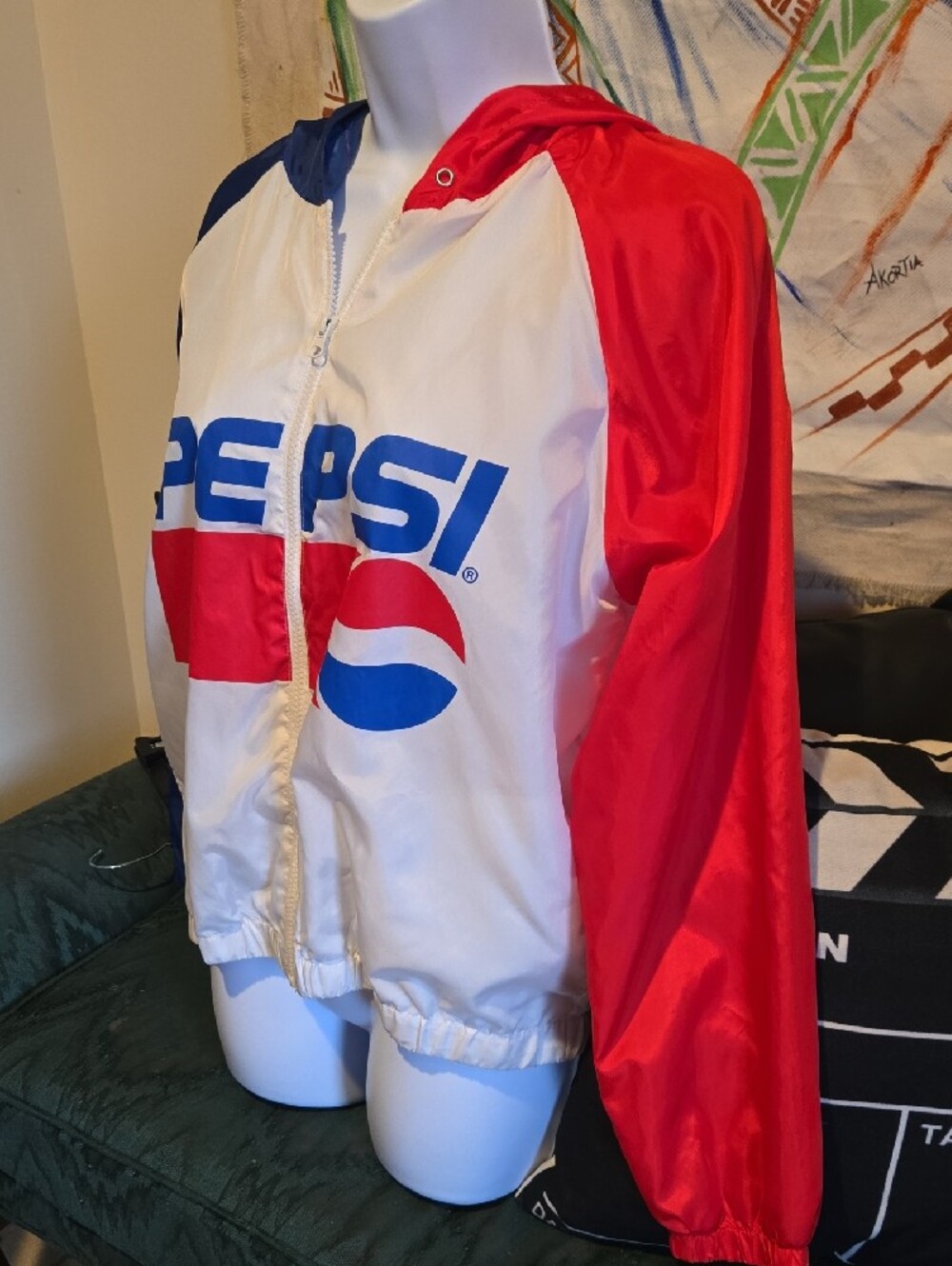 Pepsi Colorblock Hooded Jacket in Red, White & Blue - Picture 2 of 6